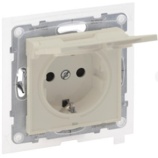 SUNO Розетка силова 2К+З з кришкою 16А, 250 В авт. клеми , колір Слонова кістка