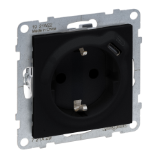 SUNO Розетка комбін. 2К+З зі шторк. 16 A + USB Тип C 1,5 A 250 В, колір Чорний