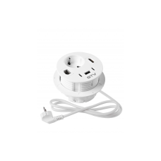 Меблева розетка GTV RONDO, 1xSHUKO, 1xUSB-A, 2xUSB-C, HDMI, RJ45 кабель 1.5 м, біла