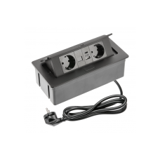 Меблева розетка GTV MULTISOFT, 2хSHUKO, USB A+C, RJ45, кабель 1.5 м, чорна