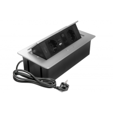 Меблева розетка GTV MULTISOFT, 2хSHUKO, USB A+C, RJ45, кабель 1.5 м, алюміній