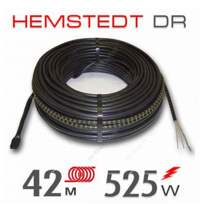 Тонкий нагрівальний кабель HEMSTEDT DR 12,5 — 525 ВТ, 42 М