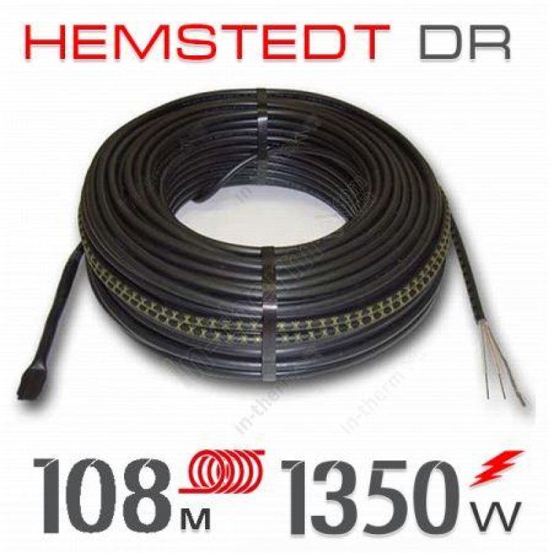 Тонкий нагрівальний кабель HEMSTEDT DR 12,5 — 1350 ВТ, 108 М