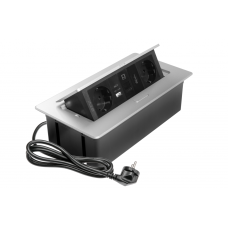 Меблева розетка MULTISOFT, 2хSHUKO, USB A+C, RJ45, HDMI, кабель 1.5 м, алюміній