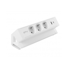 Меблева розетка GTV BASCO, 3хSHUKO, USB A+C, кабель 1.5 м, біла