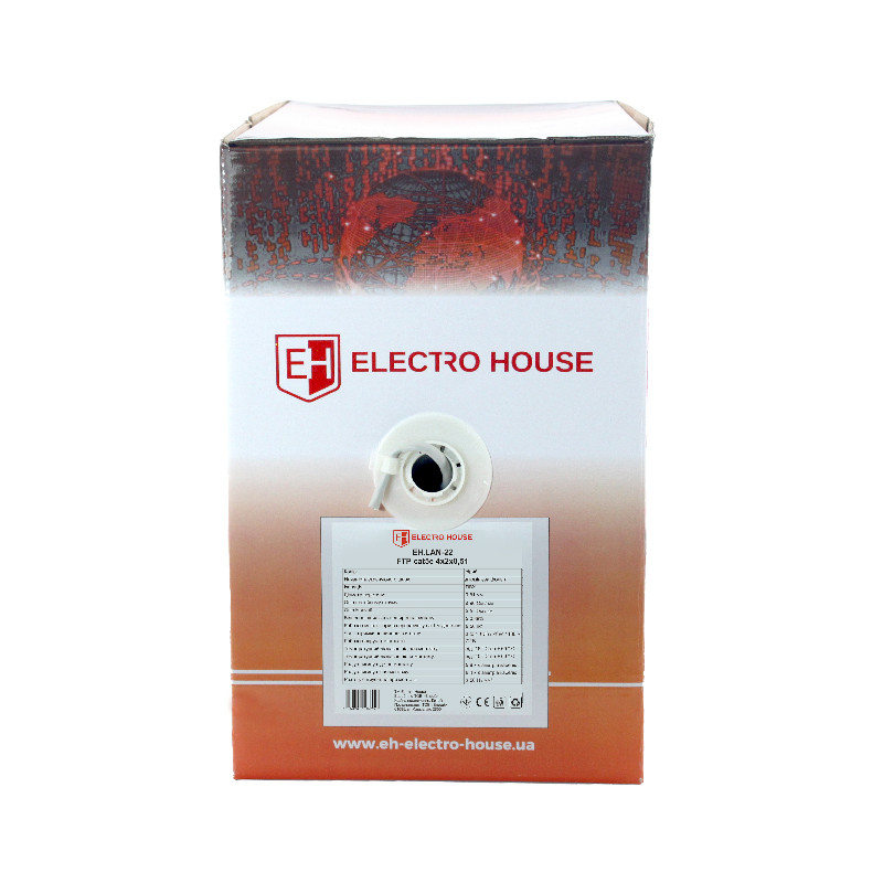 Мережевий кабель FTP cat5e 4х2х0,51 мм2 CCA ПВХ сірий, внутрішній монтаж