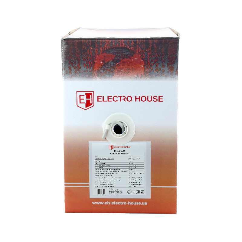 Мережевий кабель FTP cat5e 4х2х0,51 мм2 Cu ПВХ сірий, внутрішній монтаж