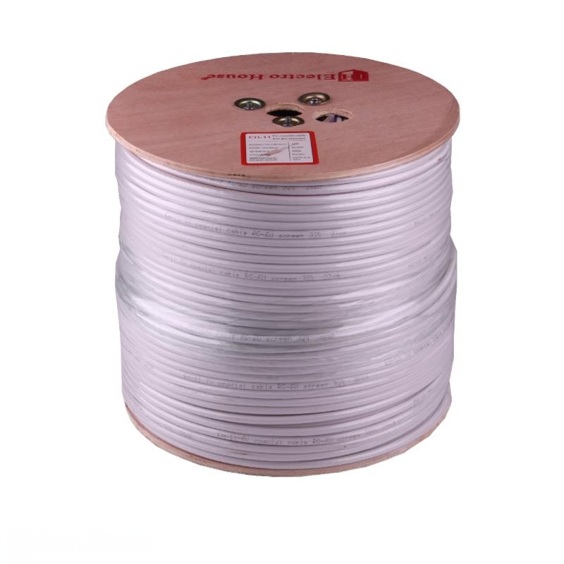 Кабель коаксіальний RG-6U 32% мідь 1.02 ПВХ, білий, 305 м